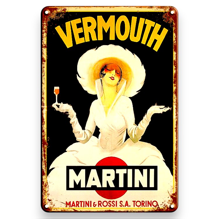 Vermouth Martini Porcelain Enamel Vintage Metal Reproduction