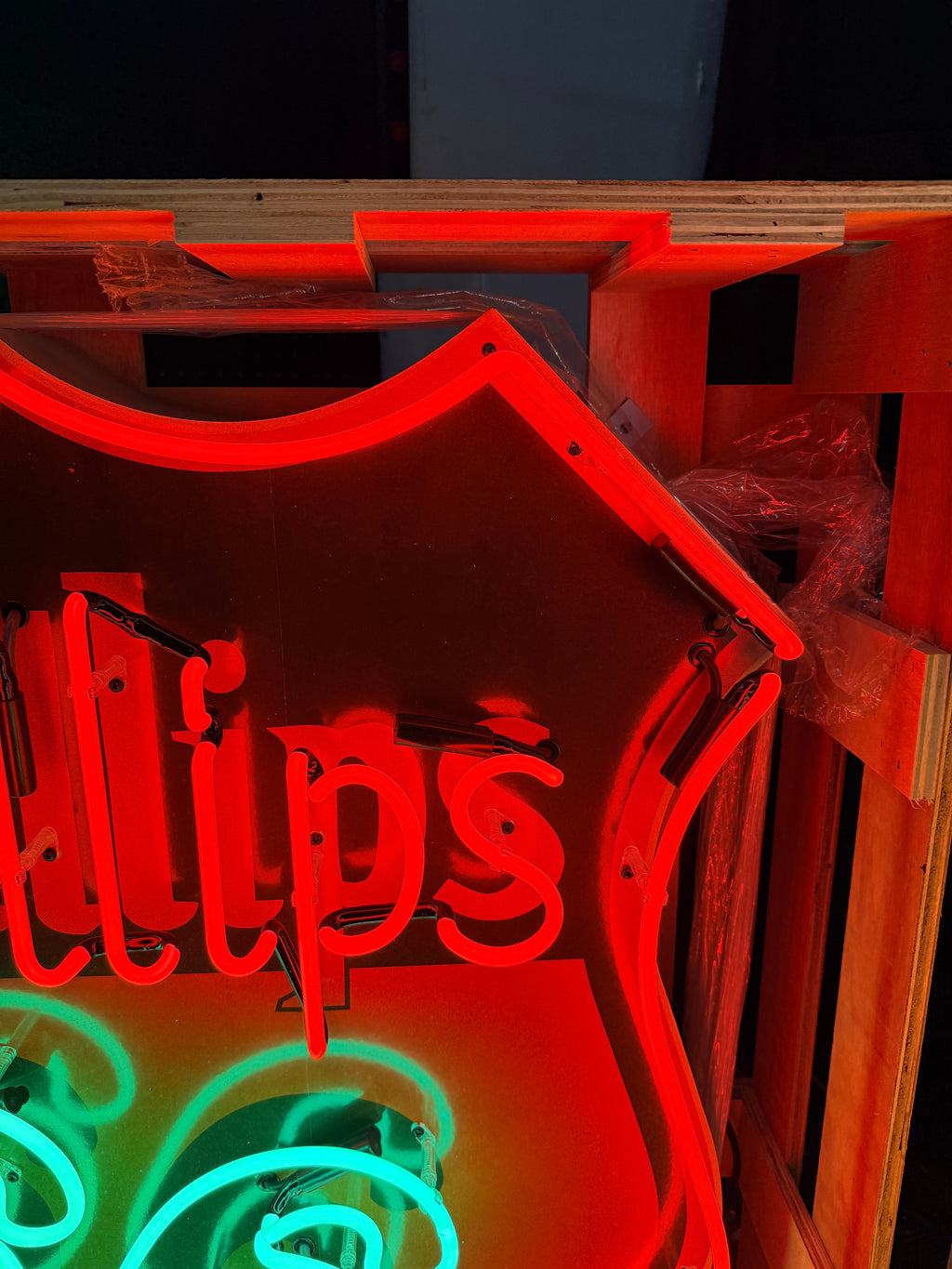 Phillips 66 U.S. Route Neon Porcelain Die Cut Shield Sign with Can