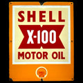 Shell X-100 Motor Oil Porcelain Enamel Vintage Metal Reproduction