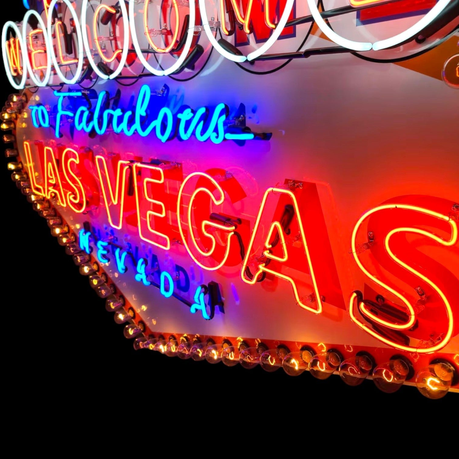 Welcome to Las Vegas - Glass Neon Sign with Metal Can - Iconic Vintage Monument XL 60in/72in/84in Large Scale Replica