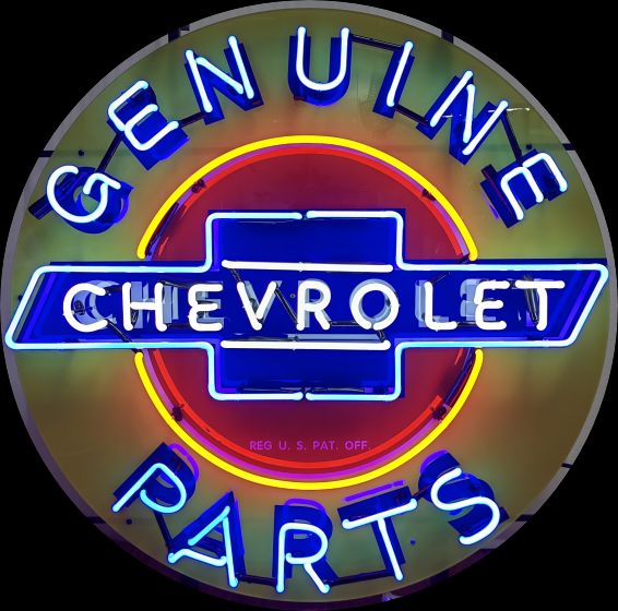 Genuine Chevrolet Parts Neon Porcelain Enamel Sign