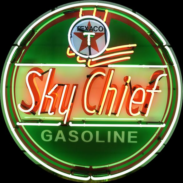 Sky Chief #1 Texaco Neon Porcelain Enamel Sign