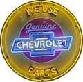 We Use Genuine Chevrolet Parts Neon Porcelain Enamel Sign