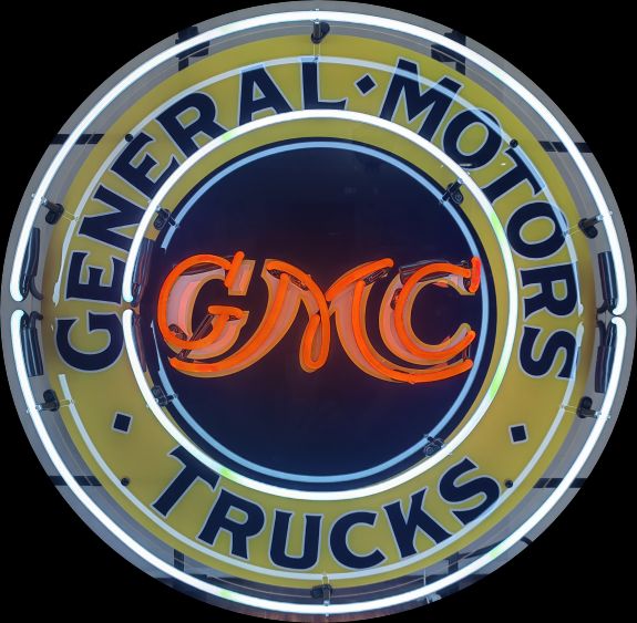 GMC Trucks General Motors Neon Porcelain Enamel Sign