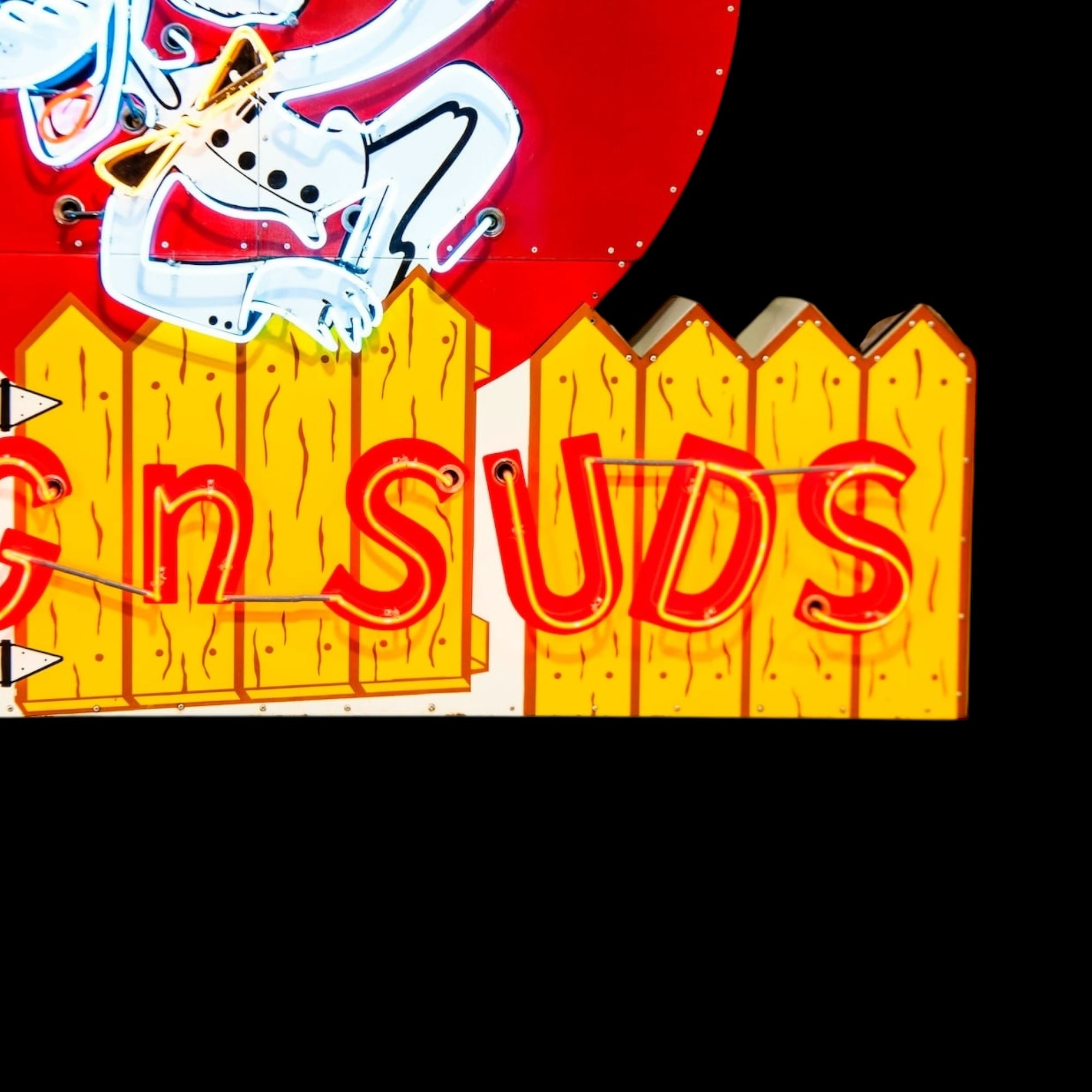 Dog N Suds Root Beer - Glass Neon Marquee Arrow Sign with Metal Can - Large Vintage Reproduction 48"/60”/72”/84” XL Replica