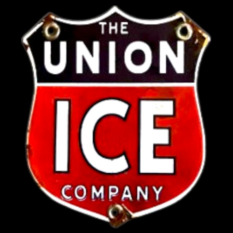 Union Ice Shield Die Cut Porcelain Vintage Metal Sign