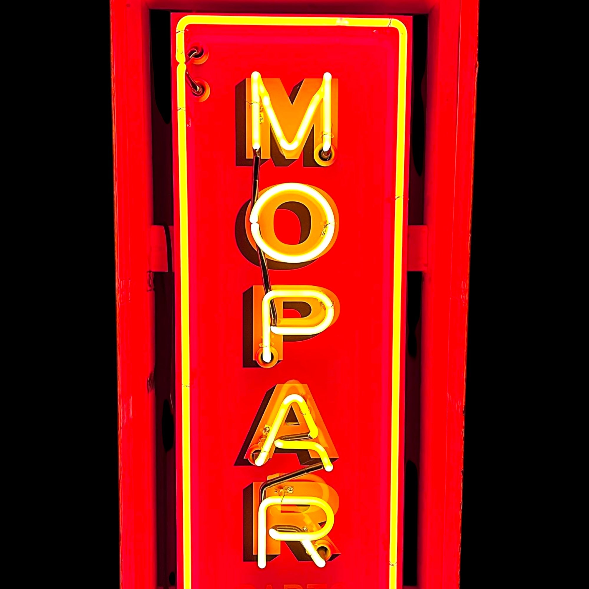 Mopar Parts Chrysler Vertical Neon Porcelain Tower Sign with Can