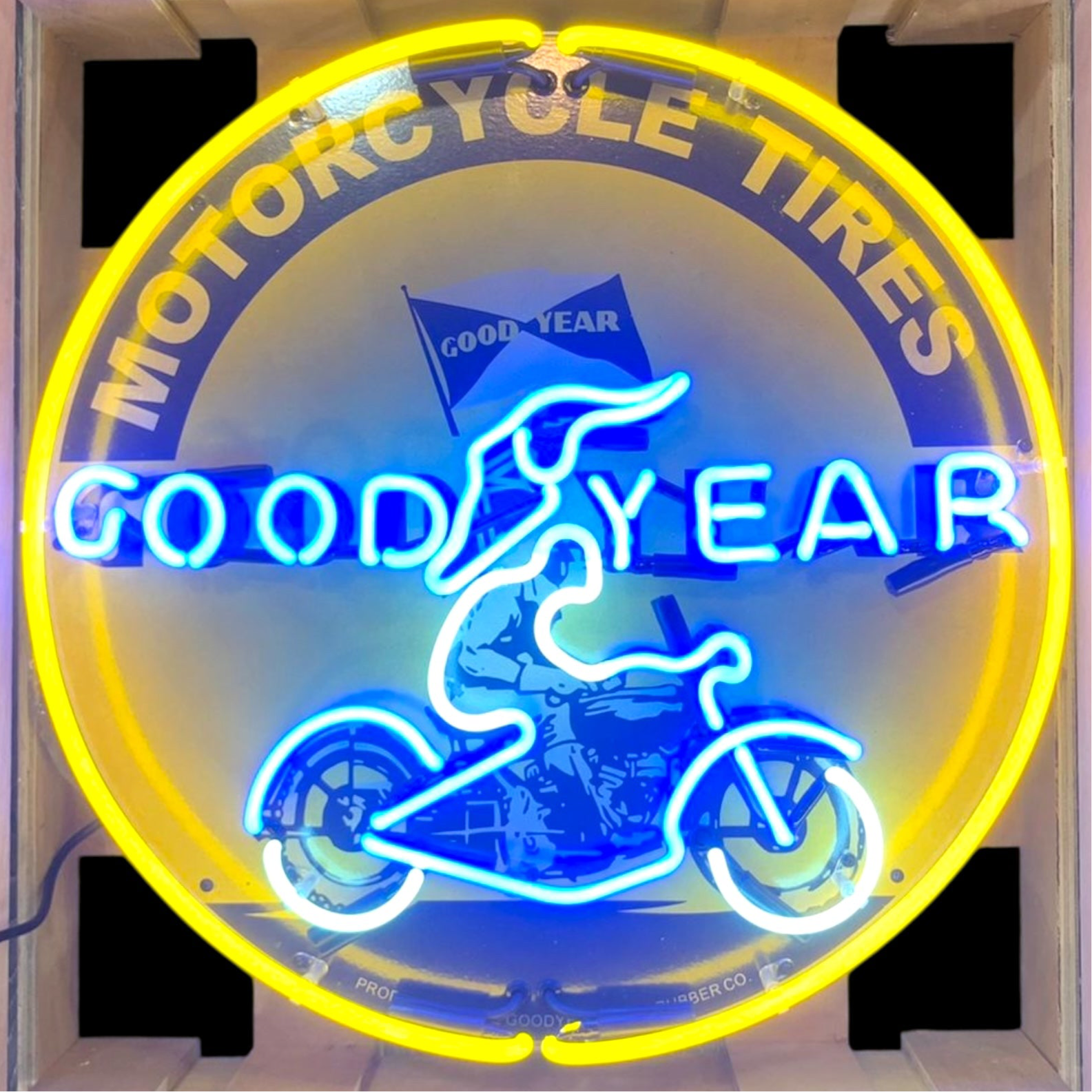 Goodyear Motorcycle Tires Single-Sided Neon Porcelain Box Sign