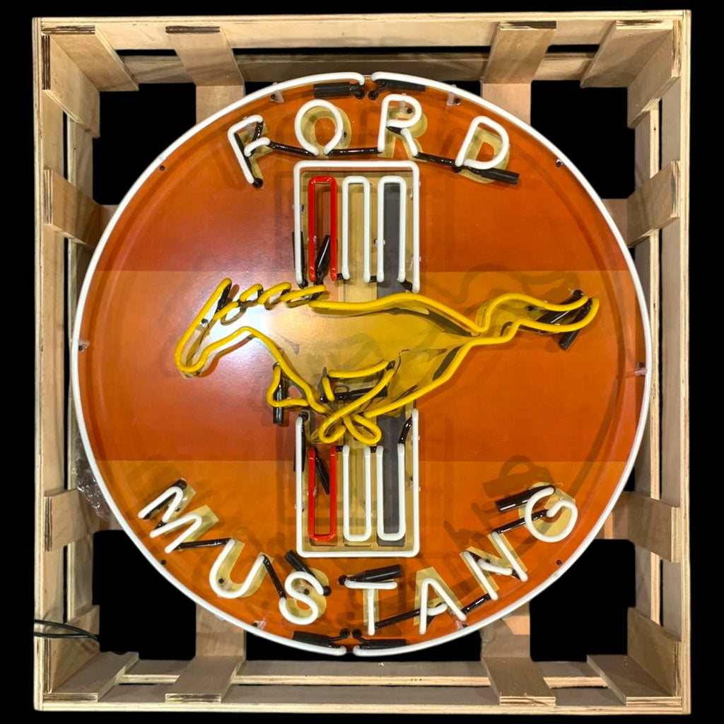 Ford Mustang Single-Sided Neon Porcelain Box Sign