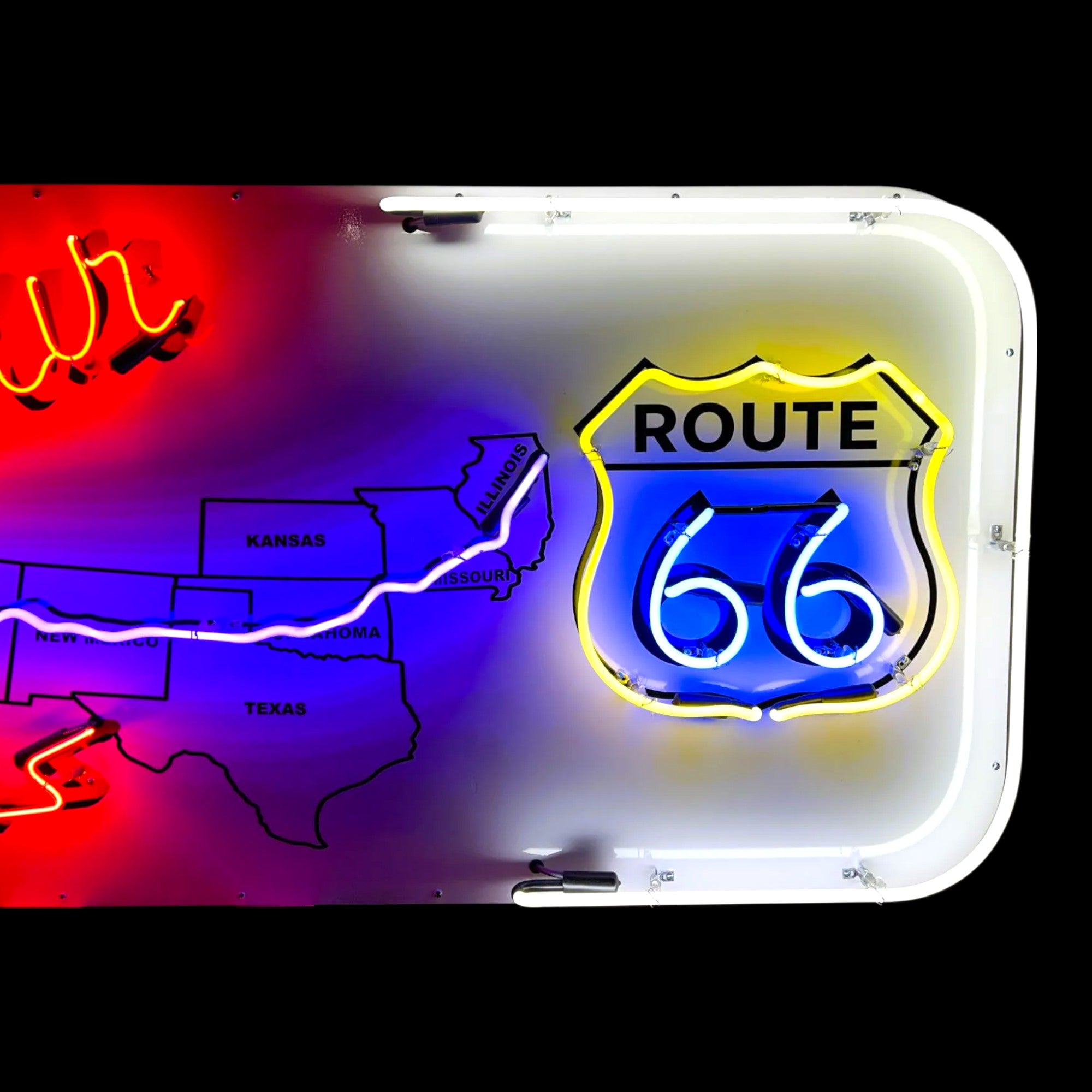 Get Your Kicks Route 66 Neon Sign - Real Glass, Porcelain, Metal Can - Vintage Roadside Americana