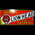 Glimore Gasoline Lion Head Panel Porcelain Enamel Vintage Metal Reproduction
