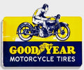 Good Year Motorcycle Tires Crested Figural Top Cut Porcelain Panel