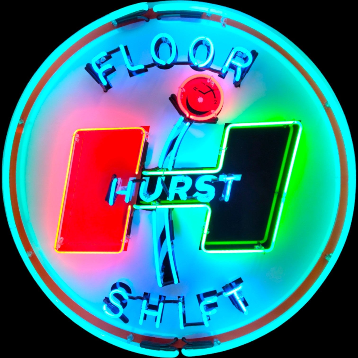 Floor Shift Vintage Hurst Style Glass Neon Porcelain with Steel Can Reproduction