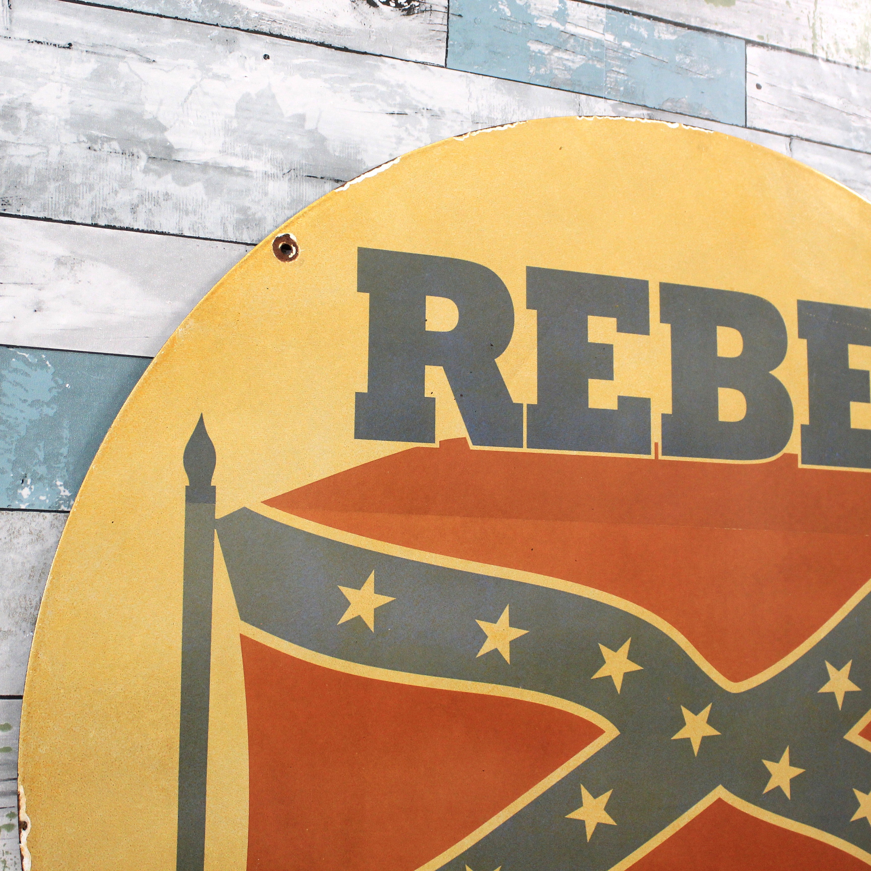 Rebel Oil Porcelain Enamel Sign -  Large 30-Inch Metal Advertising