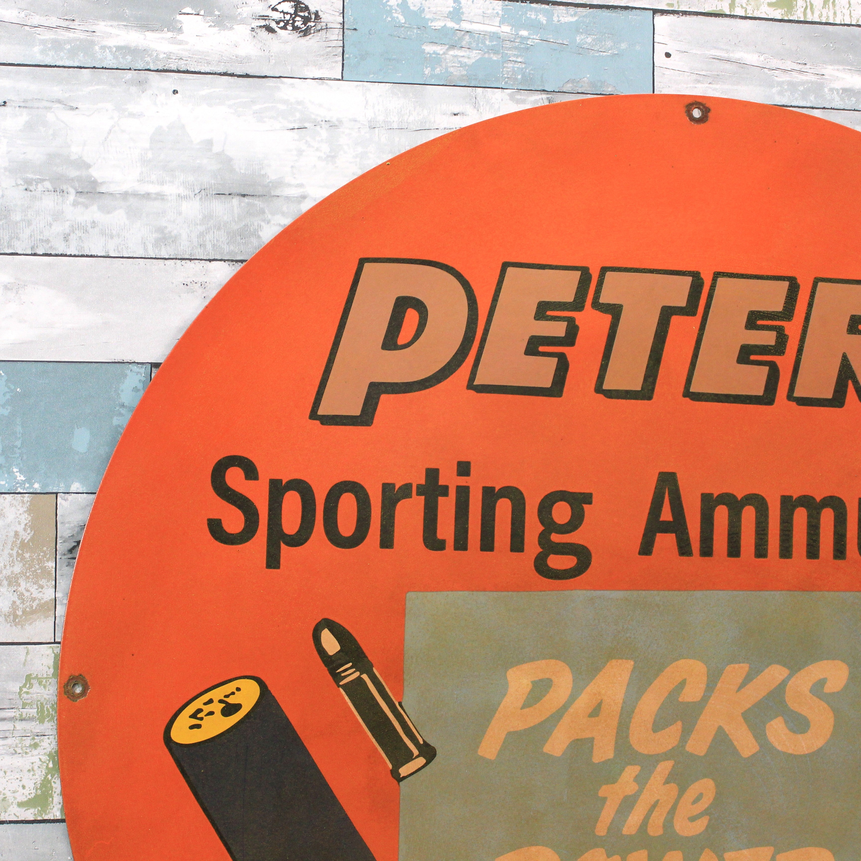 DuPont Peters Sporting Ammunition Porcelain Enamel Sign -  Large 30-Inch Metal Advertising
