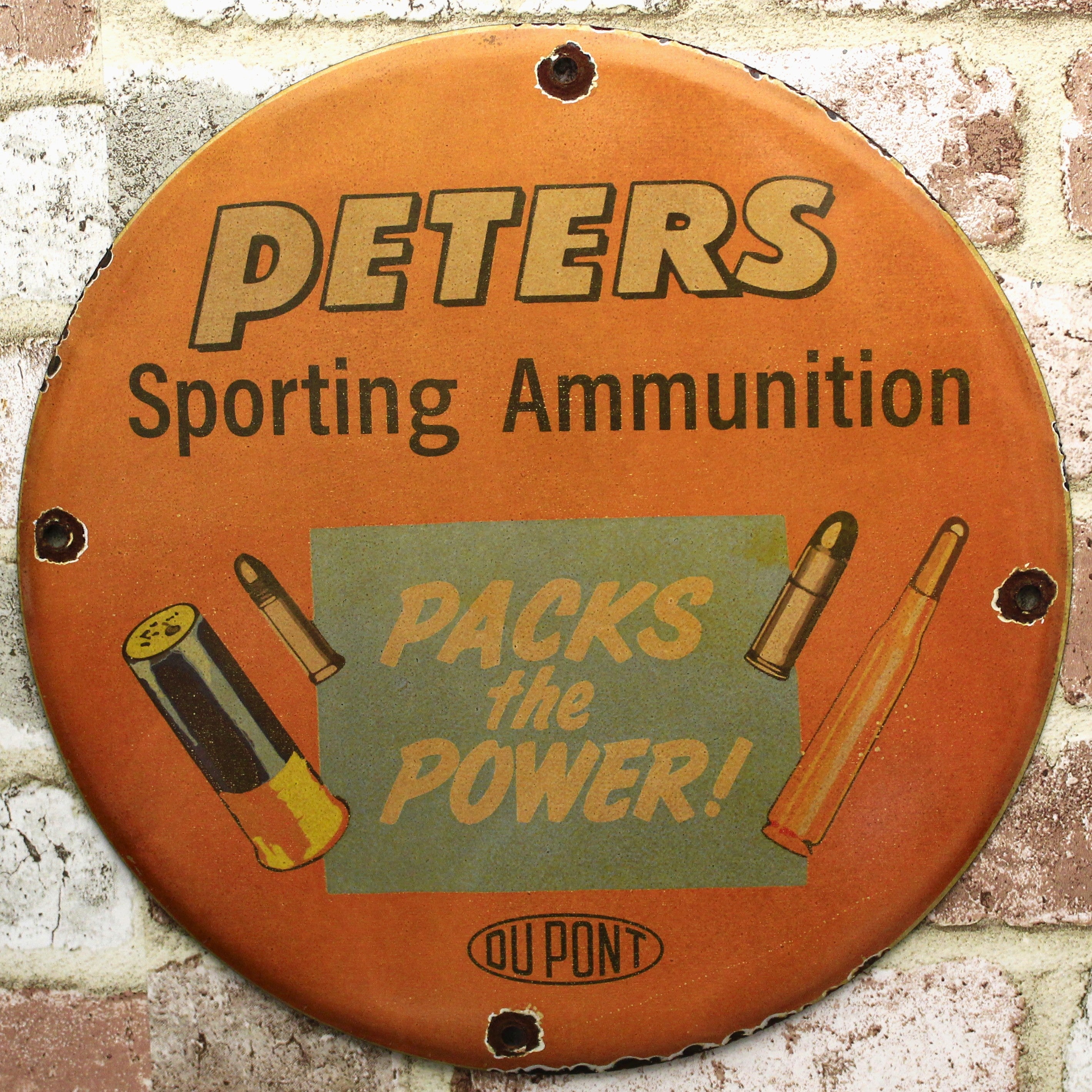 DuPont Peters Sporting Ammunition Porcelain Enamel Sign (12in)
