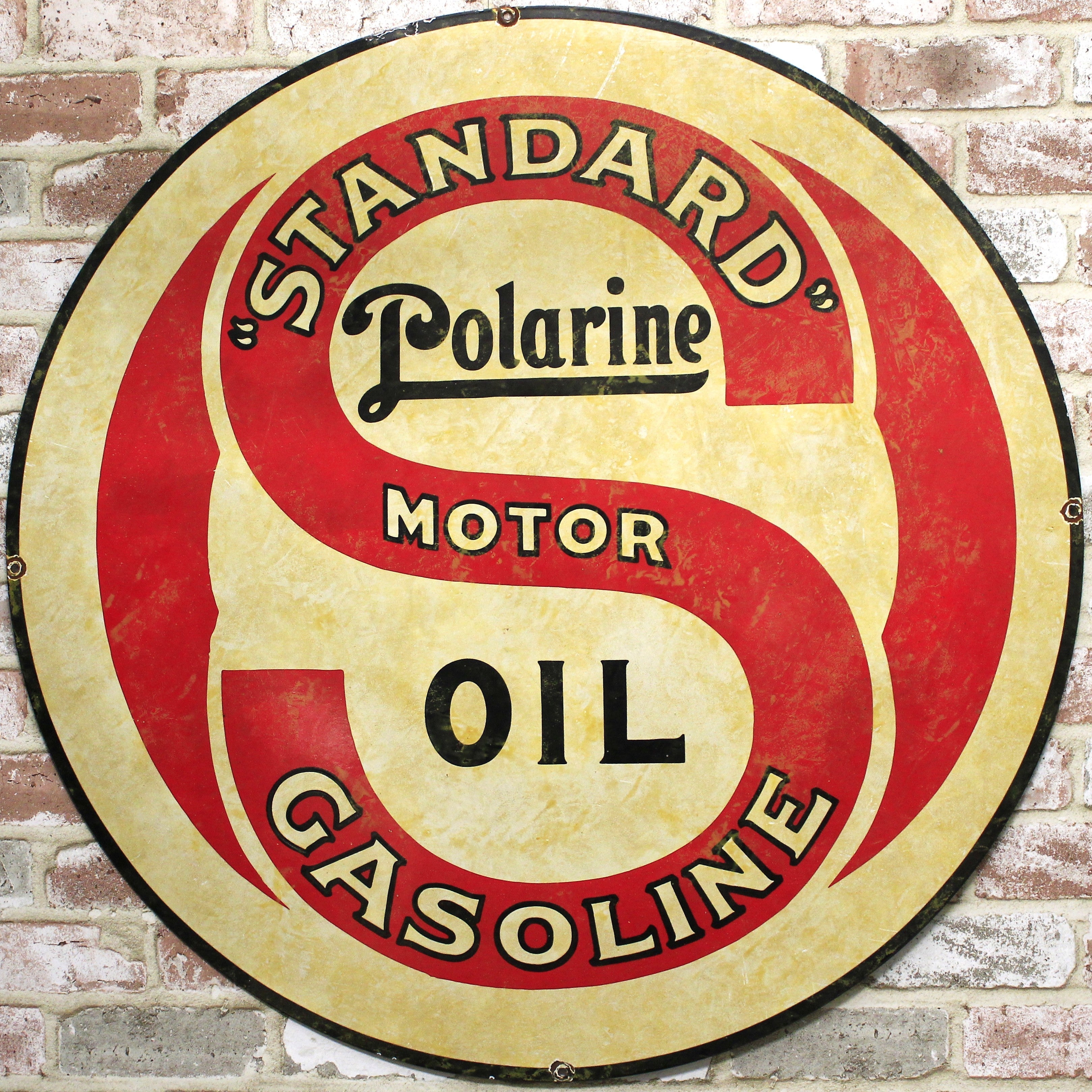 Large 30” Standard Motor Oil Gasoline Vintage Porcelain Enamel Sign