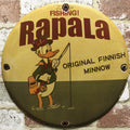 Rapala Fishing Donald Duck Original Finnish Minnow Porcelain Enamel Sign (12in)