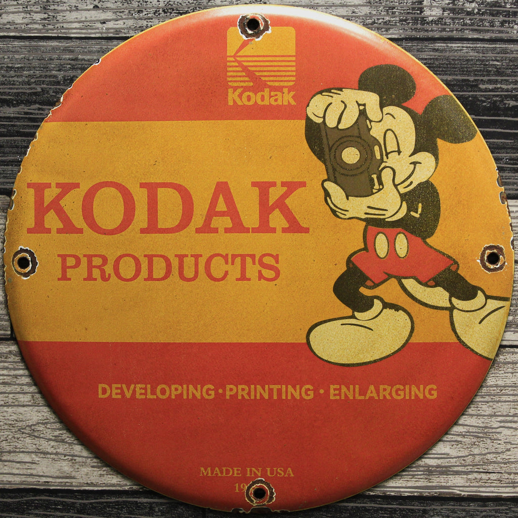 Kodak Products Mickey Mouse Porcelain Enamel Sign (12in)