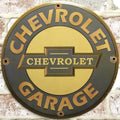 Chevrolet Garage Blue Porcelain Enamel Sign (12in)
