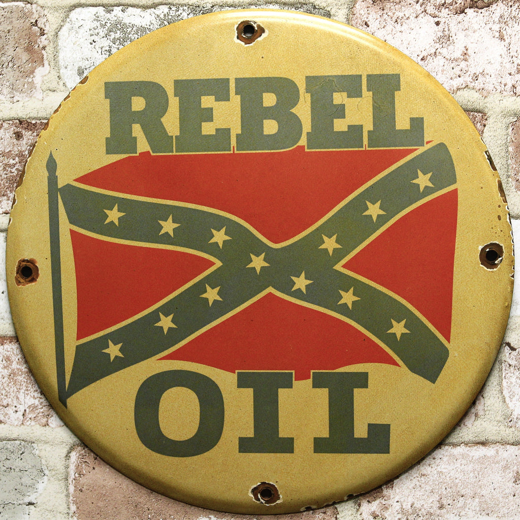 Rebel Oil Porcelain Enamel Sign (12in)