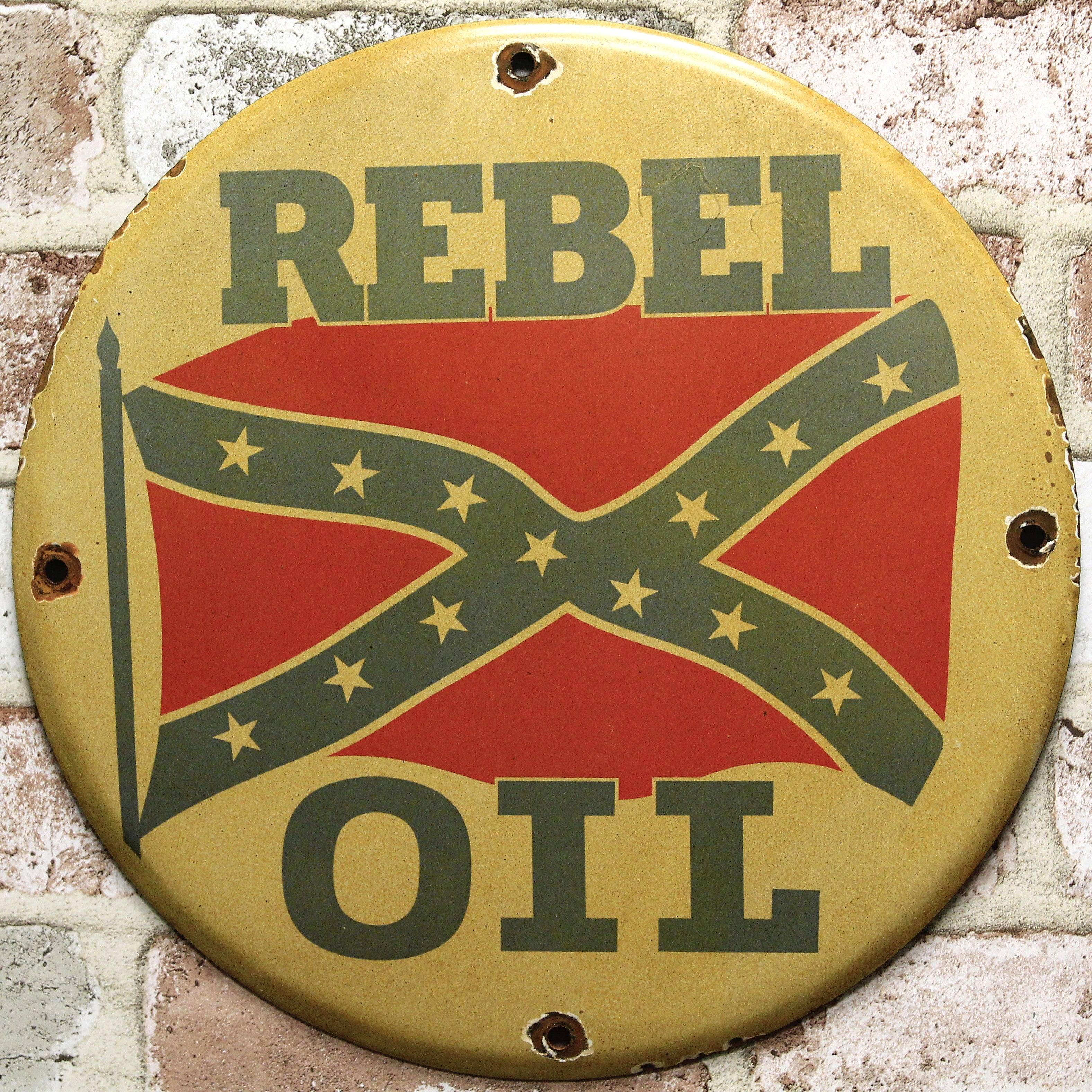 Rebel Oil Porcelain Enamel Sign (12in)