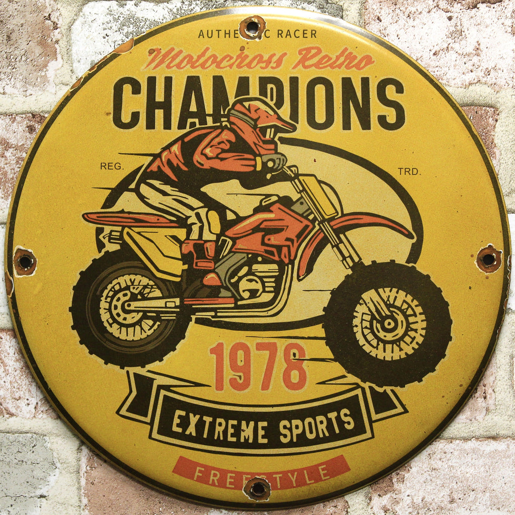 Motocross Retro Champions 1978 Porcelain Enamel Sign (12in)