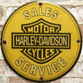 Harley Davidson Motorcycles Sales Service Porcelain Enamel Sign (12in)