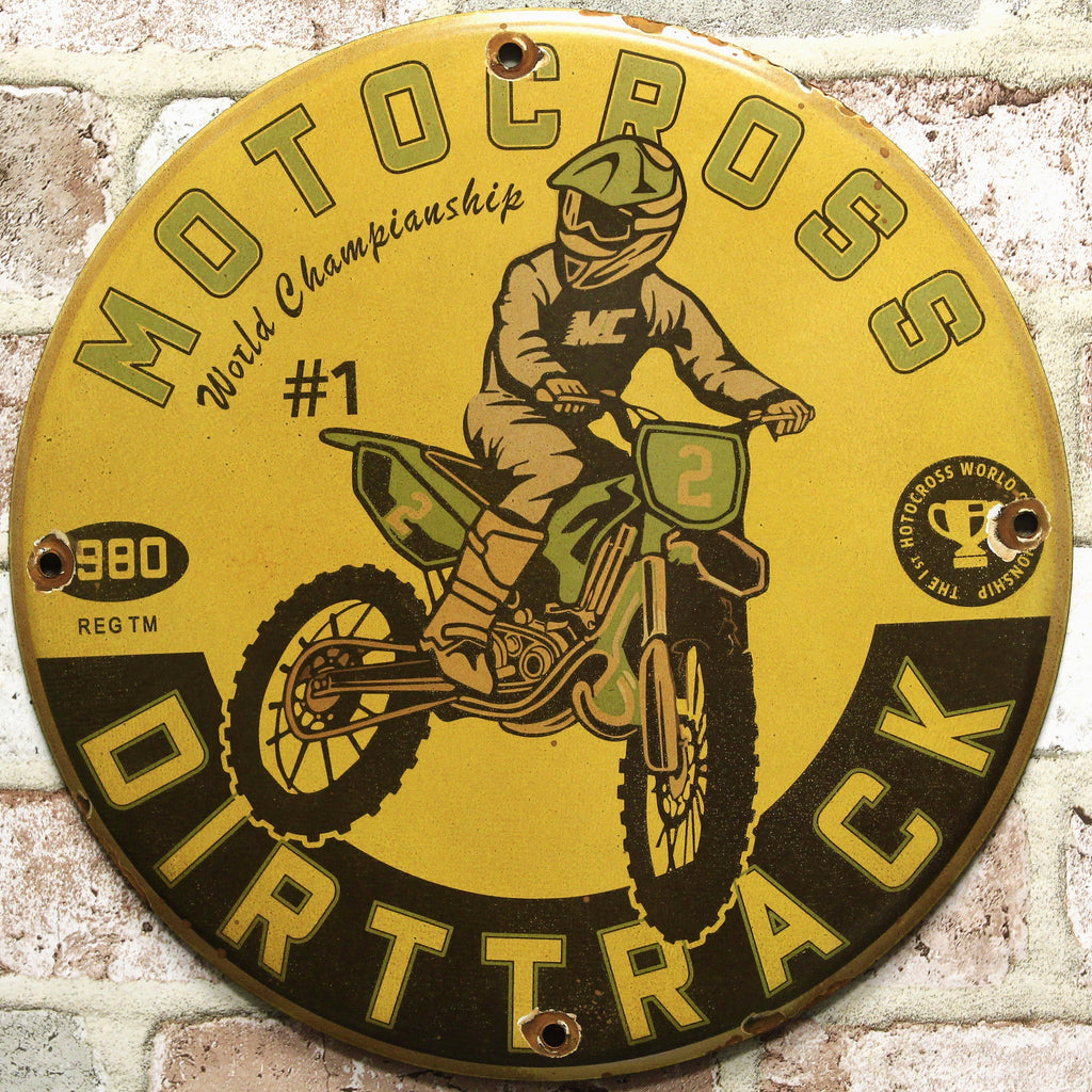 Motocross World Championship Dirt Track Porcelain Enamel Sign (12in)