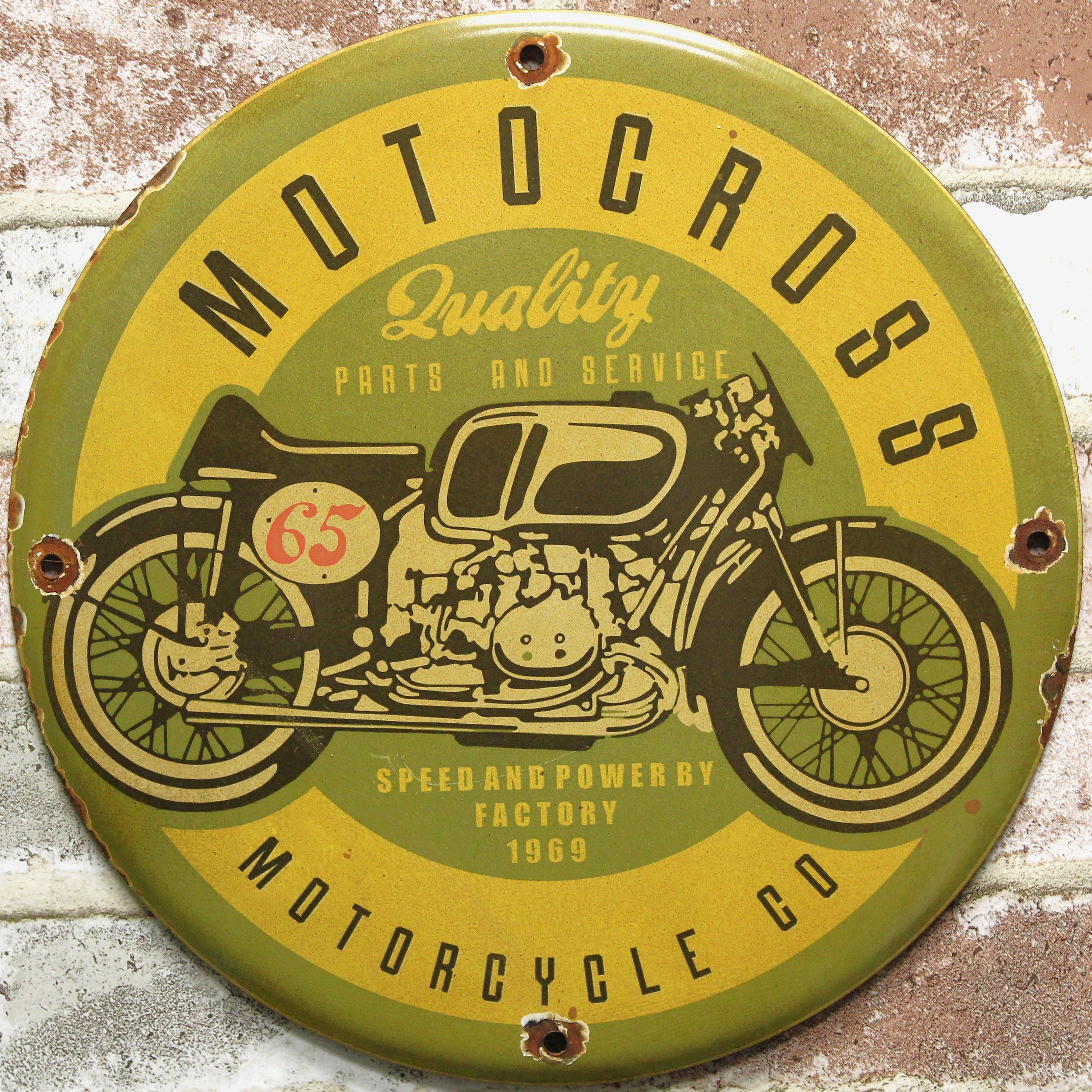 Motocross Motorcycle Co Porcelain Enamel Sign (12in)