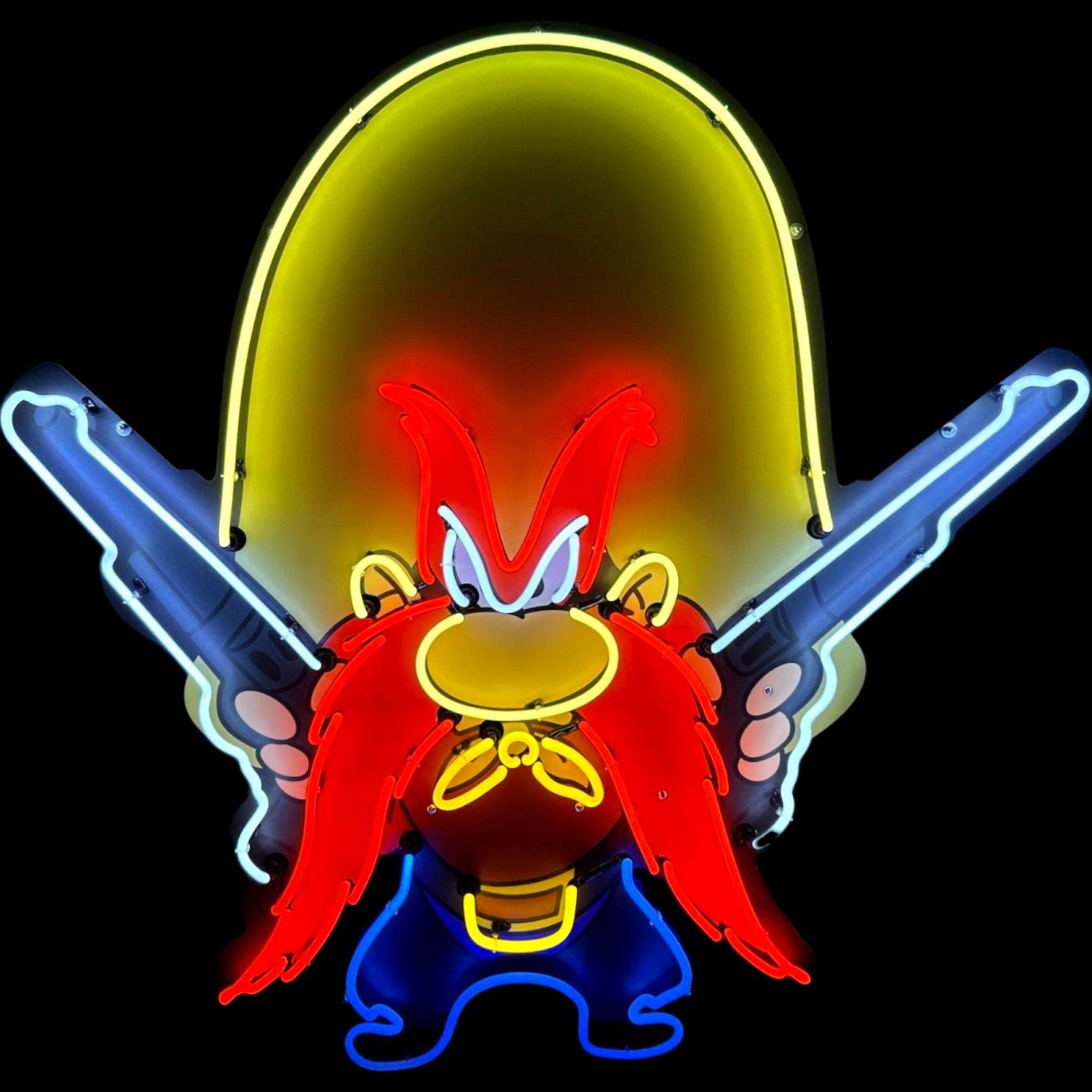 Yosemite Sam Die Cut Neon Porcelain with Steel Can Old Retro Cartoon Character Sign