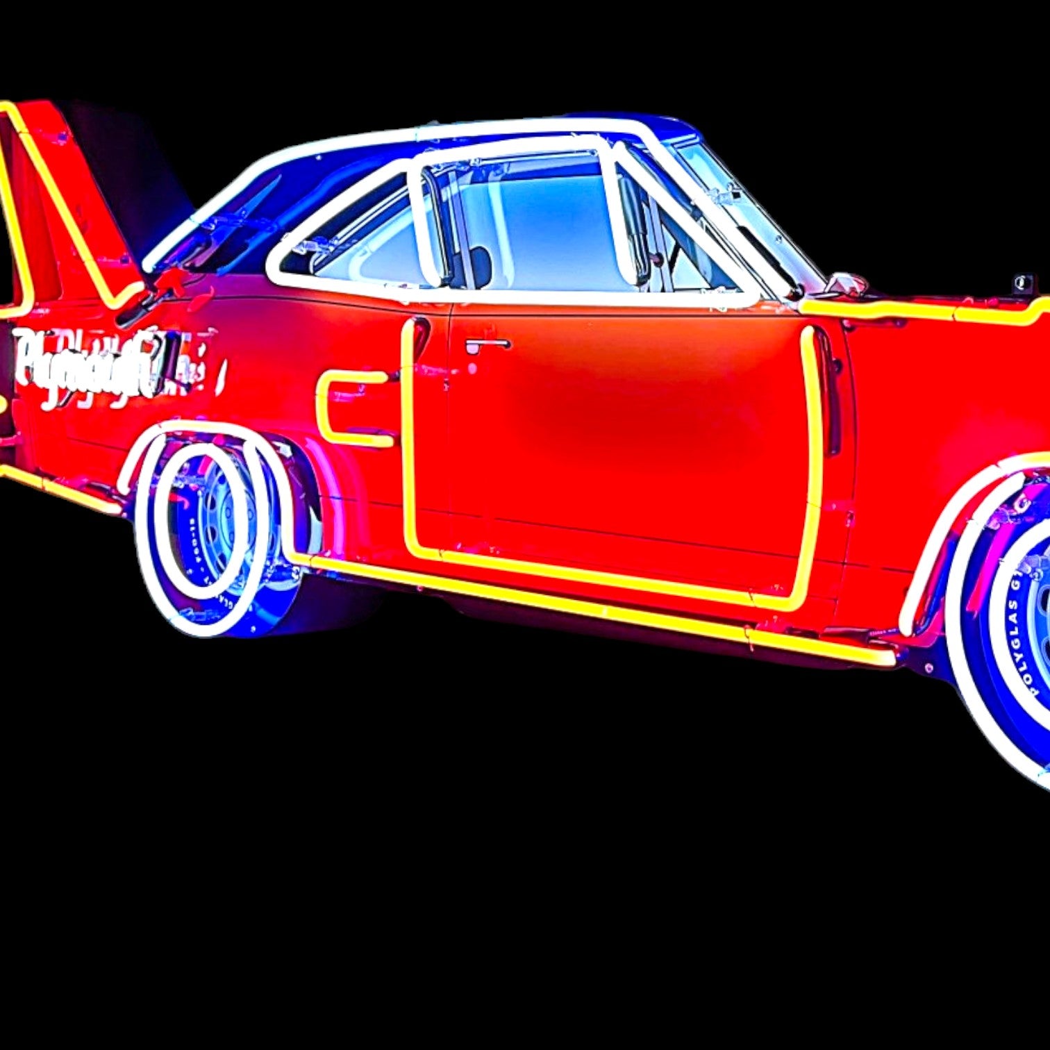 Road Runner Plymouth Superbird Neon Porcelain Large Die Cut Muscle Car Sign with Steel Can