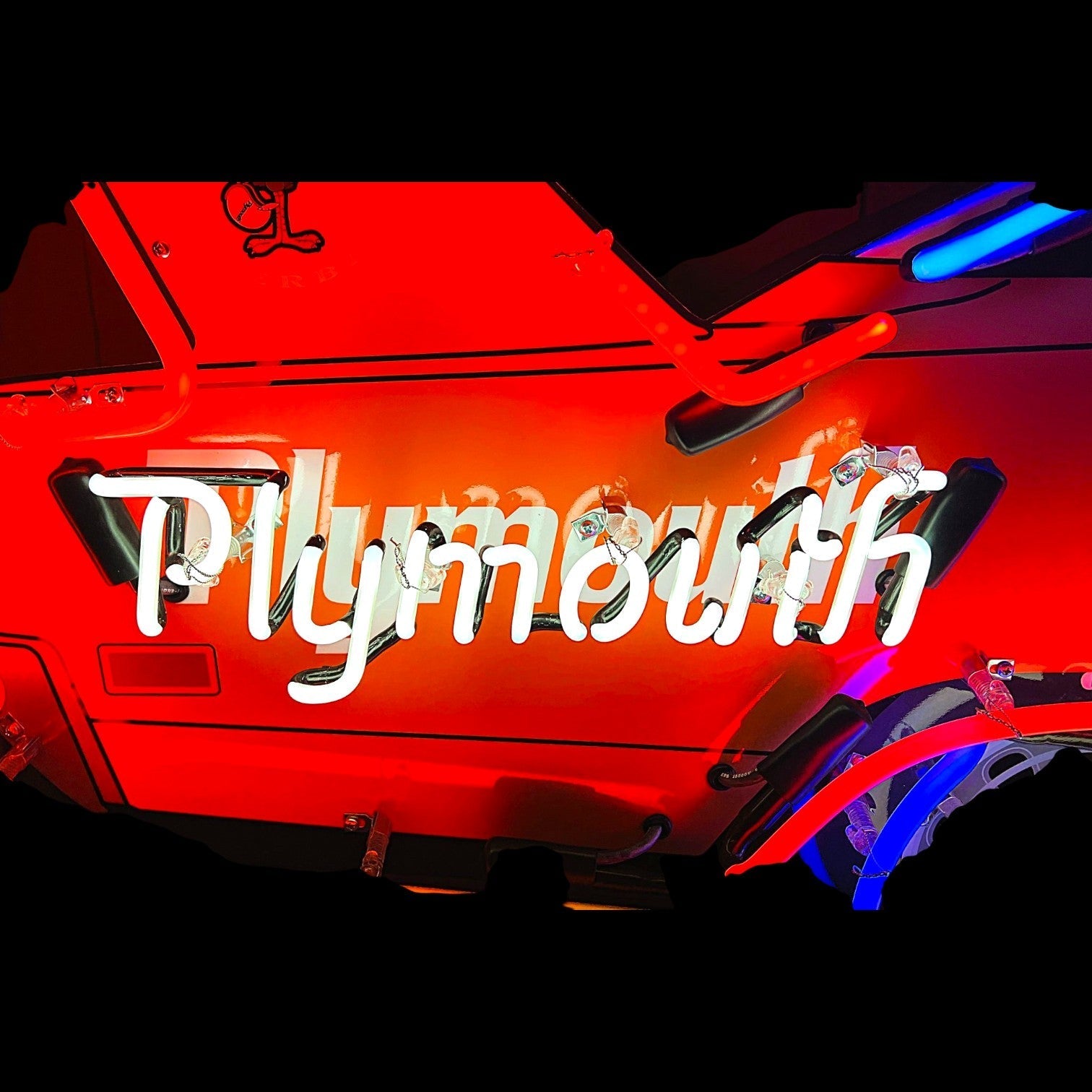 Road Runner Plymouth Superbird Neon Porcelain Large Die Cut Muscle Car Sign with Steel Can