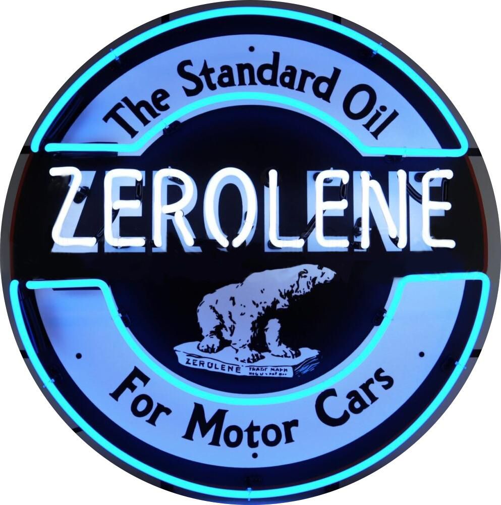 Zerolene Standard Oil Single-Sided Neon Porcelain Box Sign