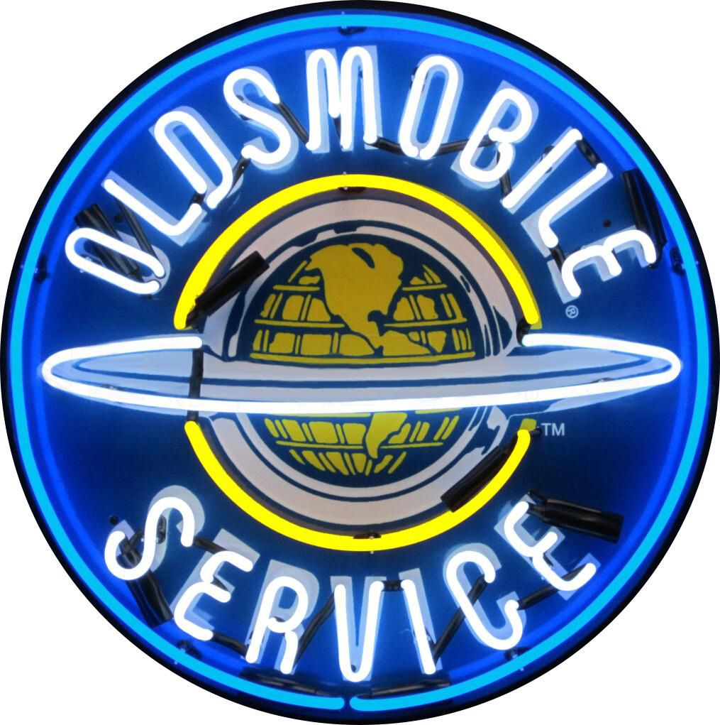 Oldsmobile Service Single-Sided Neon Porcelain Box Sign