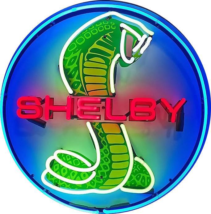 Shelby Cobra Blue Single-Sided Neon Porcelain Box Sign