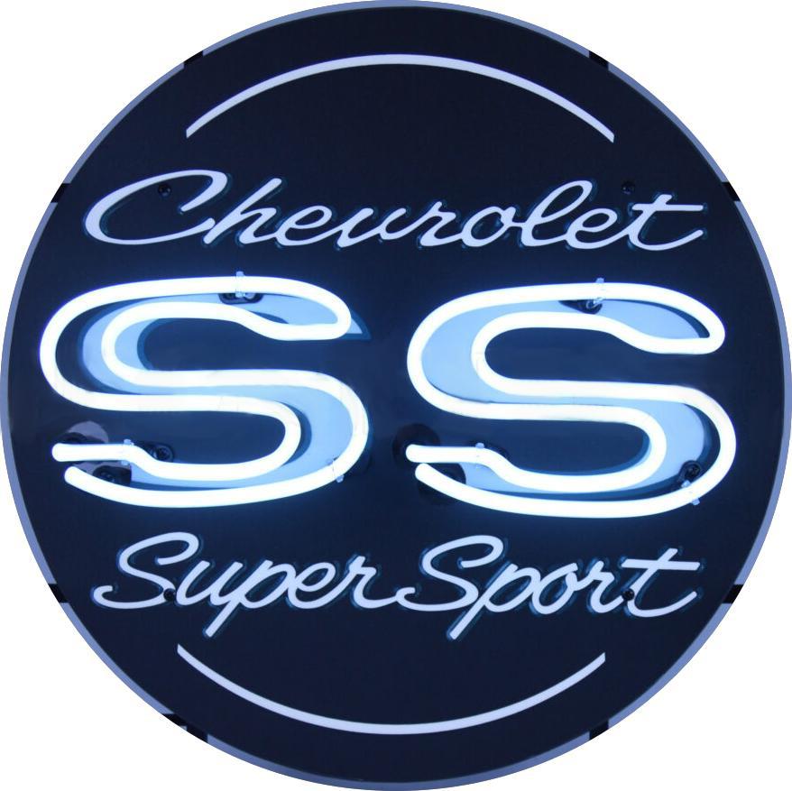 Cheverolet SS Super Sport Single-Sided Neon Porcelain Box Sign