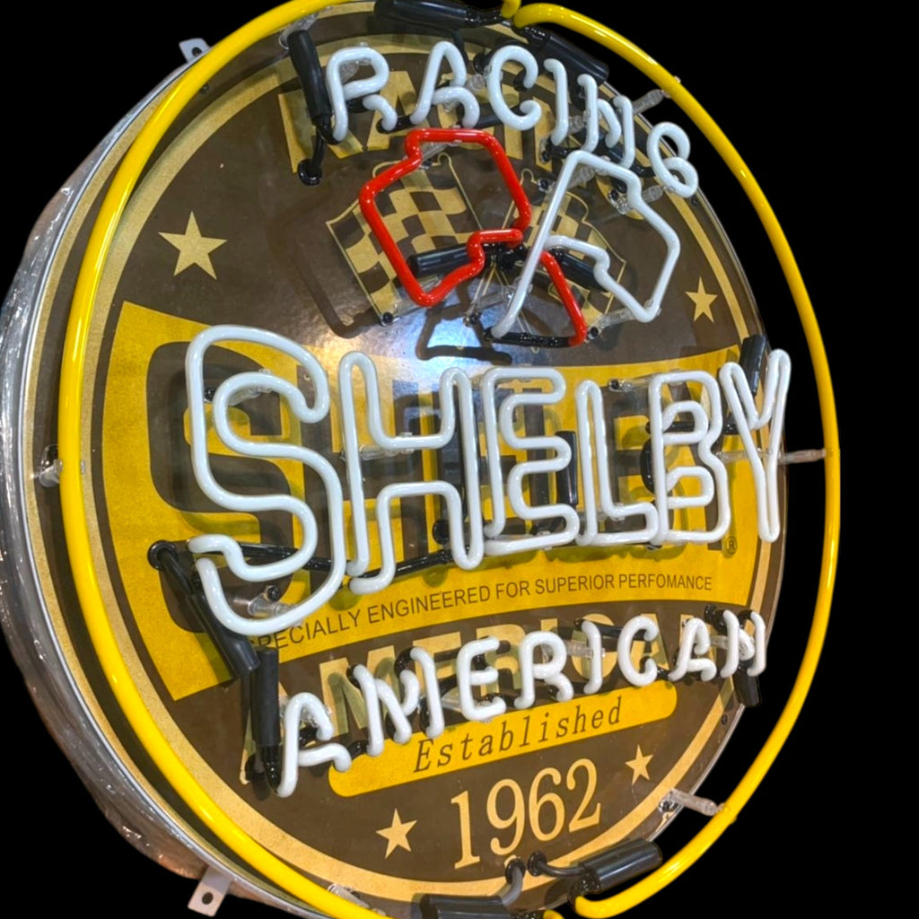 Shelby American Racing 1962 Neon Porcelain Sign with Can