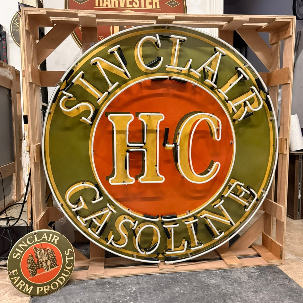 Sinclair HC Gasoline Neon Porcelain Sign with Can