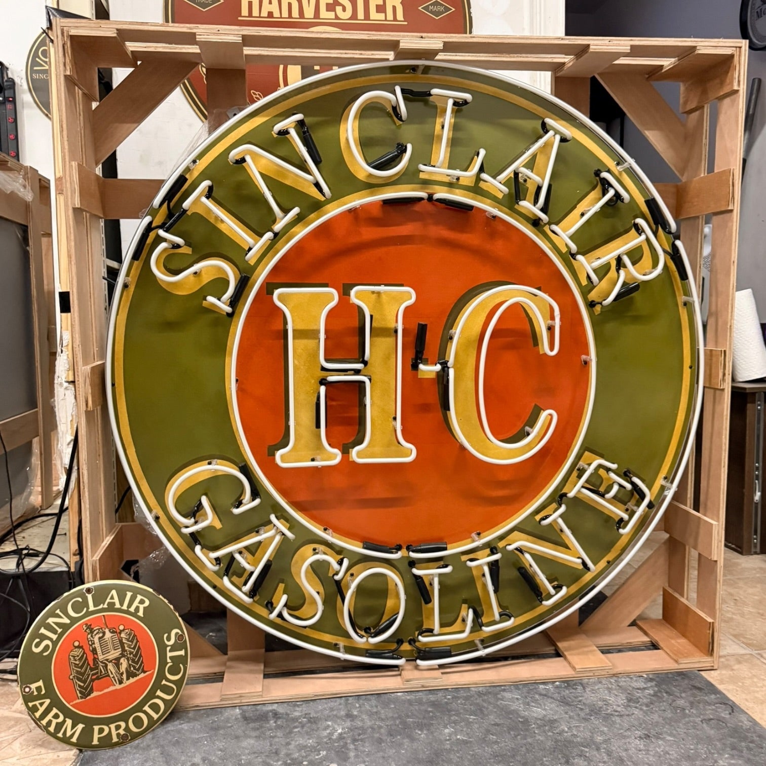 Sinclair HC Gasoline Neon Porcelain Sign with Can