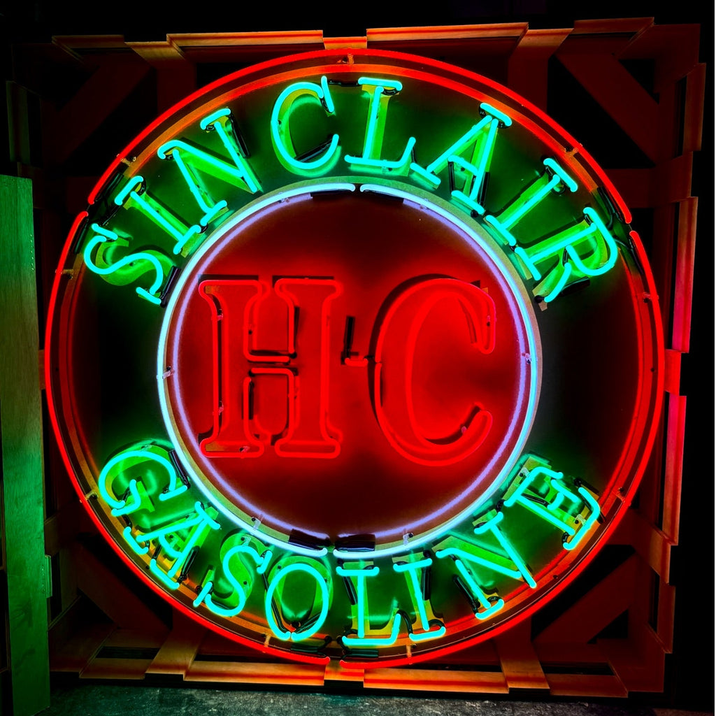 Sinclair HC Gasoline Neon Porcelain Sign with Can