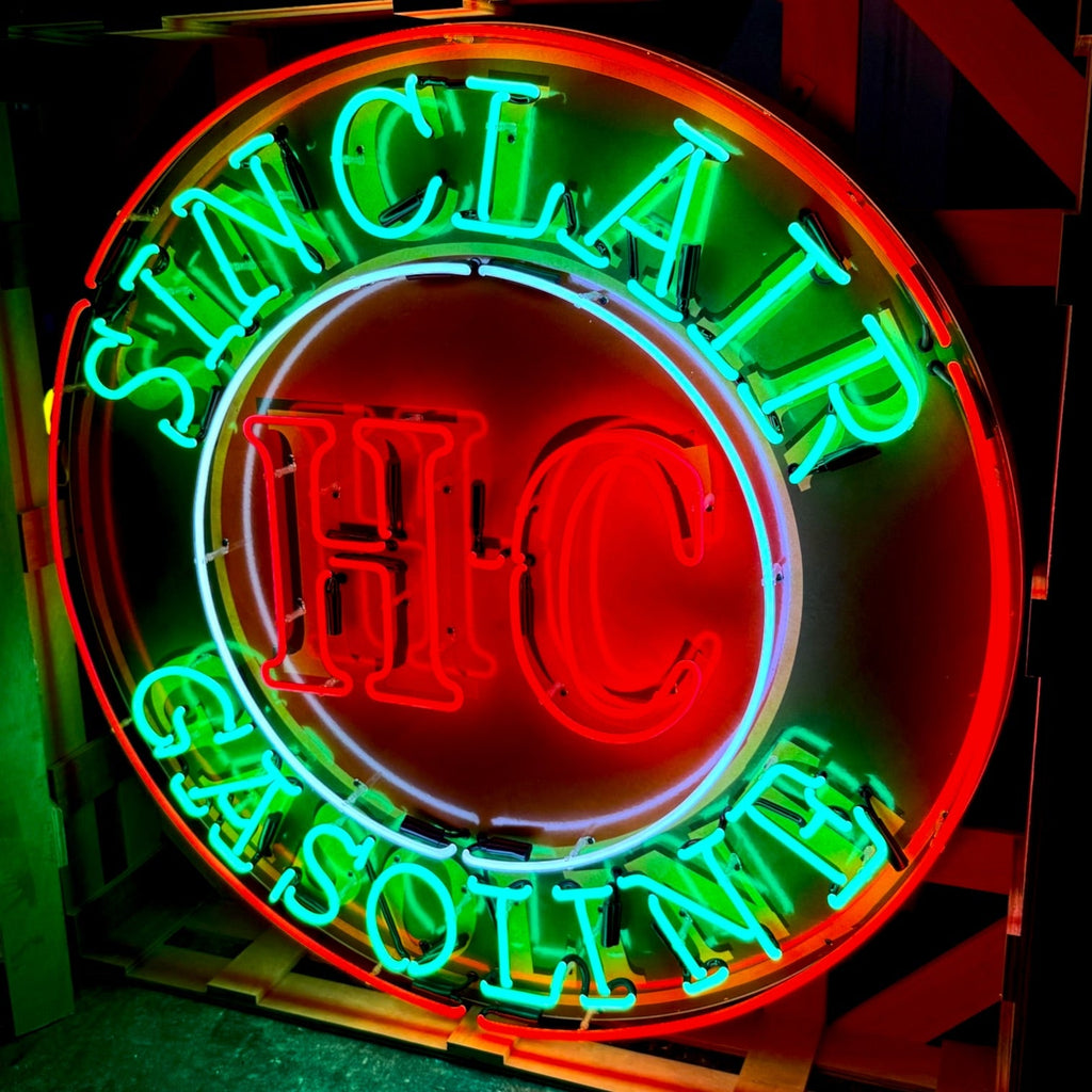 Sinclair HC Gasoline Neon Porcelain Sign with Can