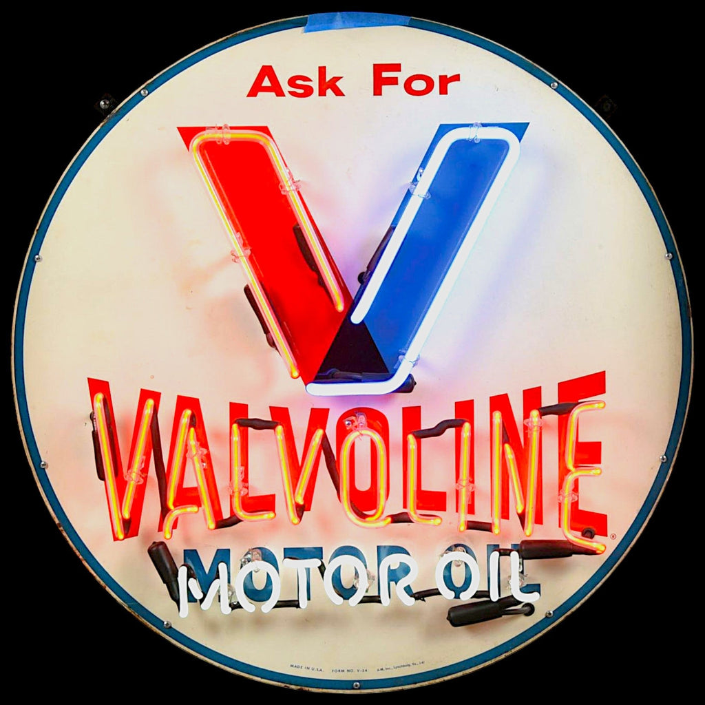 Valvoline Motor Oil Neon Porcelain Advertising Sign with Can
