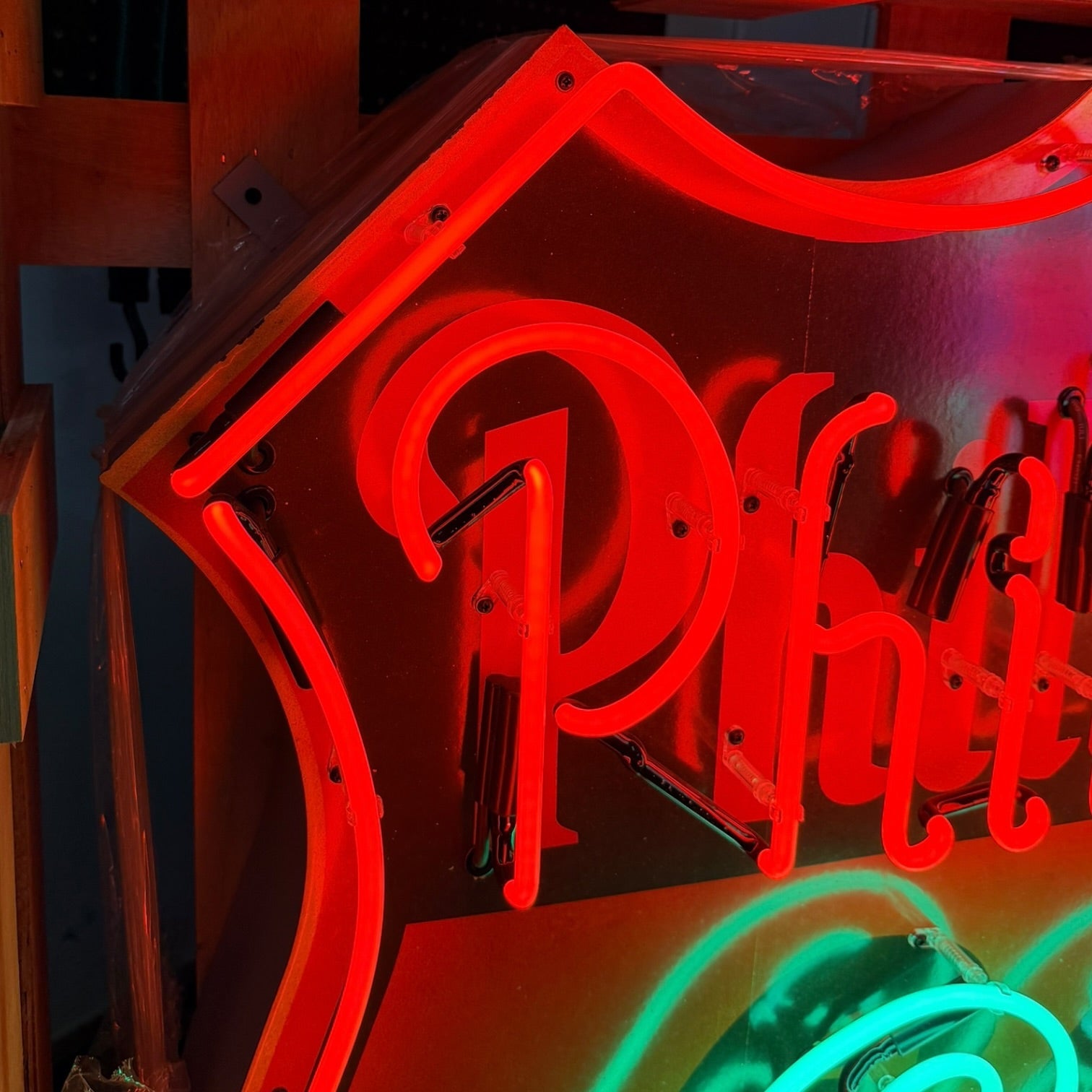 Phillips 66 U.S. Route Neon Porcelain Die Cut Shield Sign with Can
