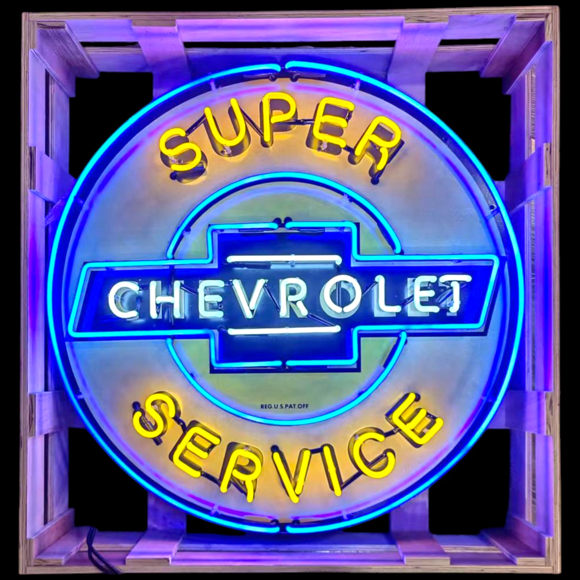 Super Chevrolet Service Neon Porcelain Enamel Sign