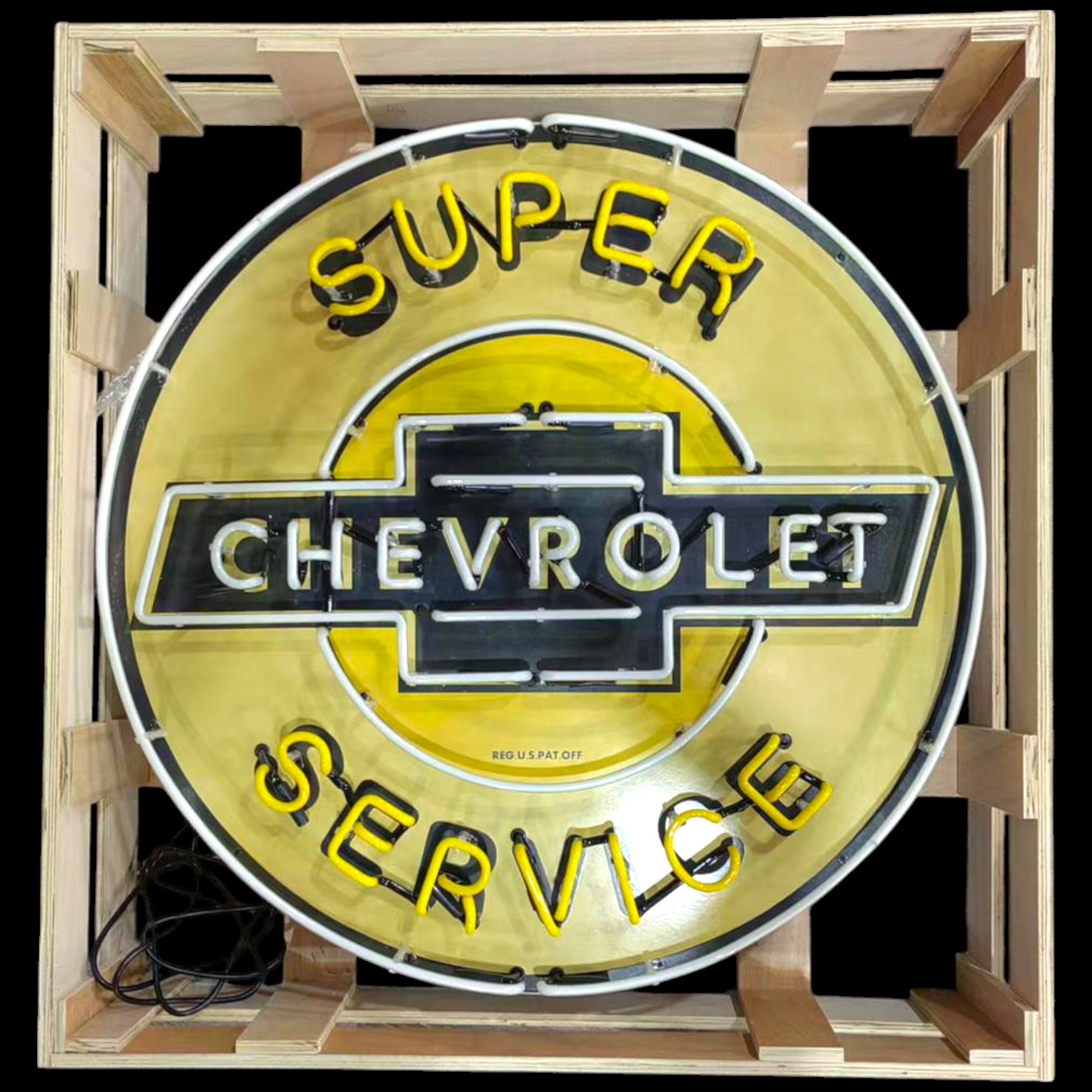 Super Chevrolet Service Neon Porcelain Enamel Sign