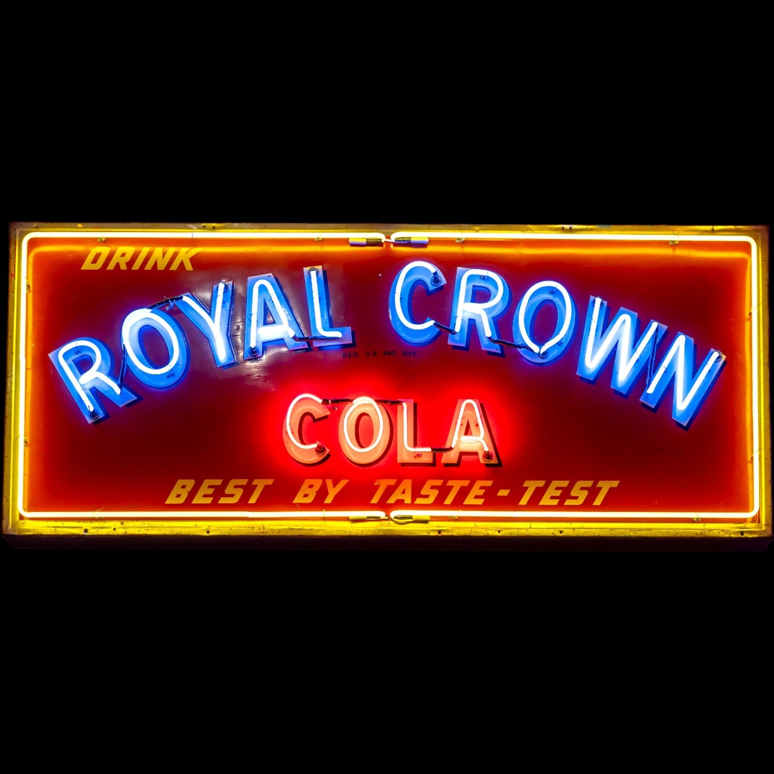 Royal Crown Cola Neon Porcelain Panel Sign Vintage Lighted Soda Display with Can