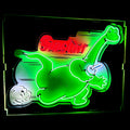 XL Sinclair Dino Neon Sign - Large Cut Out Vintage Gas Station Mascot - Die Cut, Glass, Porcelain, Steel Can - Real Light Up Dino Gas Station Advertising