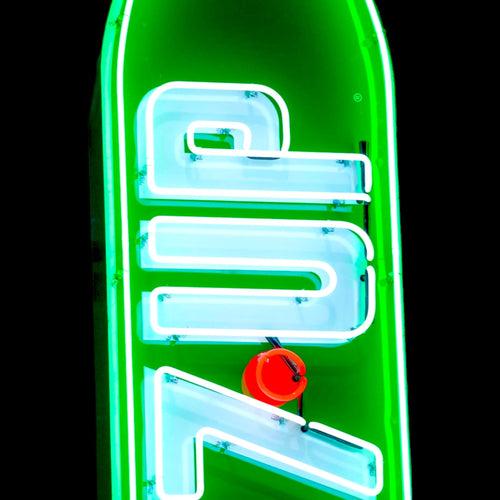 7UP "The Uncola" Neon Porcelain Sign Die Cut Bottle with Can Vintage Soda Advertising