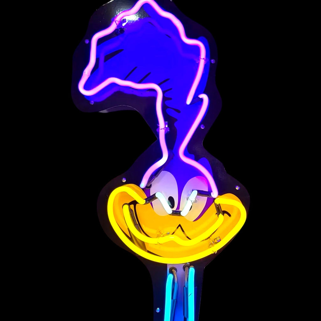 2pc Premium Neon Signs - Road Runner & Wile E. Coyote Beep Beep - Handblown Glass, Porcelain, Steel Can - Vintage Plymouth Muscle Car Mascots
